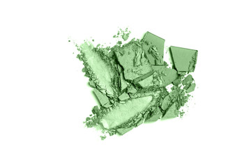 Neo mint colored smear of eye shadows isolated on white. Color of 2020.