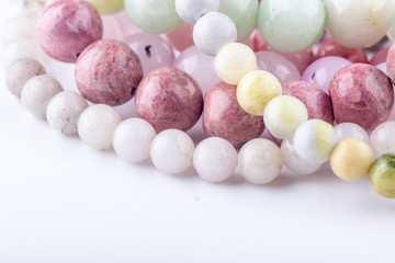 Stone beads for beadwork on white