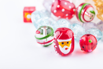 Fototapeta na wymiar Christmas glass beads closeup