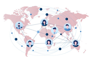 Global business connection or communication between people. Business teamwork concept.