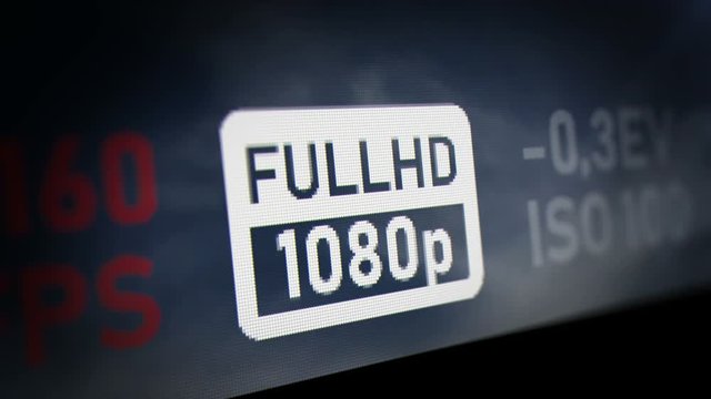 Full HD Label of Camera Interface on Monitor Screen