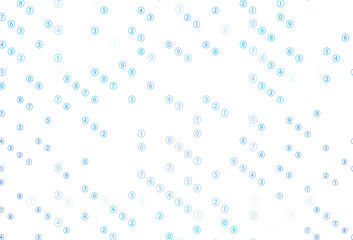 Light BLUE vector background with signs of numerals.
