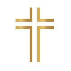 golden christian cross icon- vector illustration