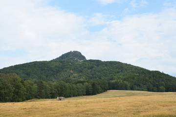 Fototapeta premium Der Berg Ralsko mit Ruine in Tschechien 