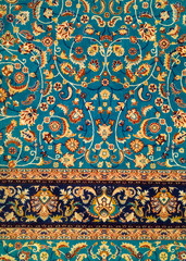 Colorful flowers on the oriental style carpet for texture pattern background
