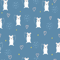 Seamless background with cute Scandinavian style mice. Creative vector children background for Fabric, textile. hand-drawn - 295080796