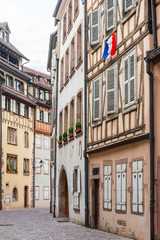 Fototapeta na wymiar STRASBOURG, FRANCE - June 17, 2017 : Street view of ancient buildings at Strasbourg, Alsace, France