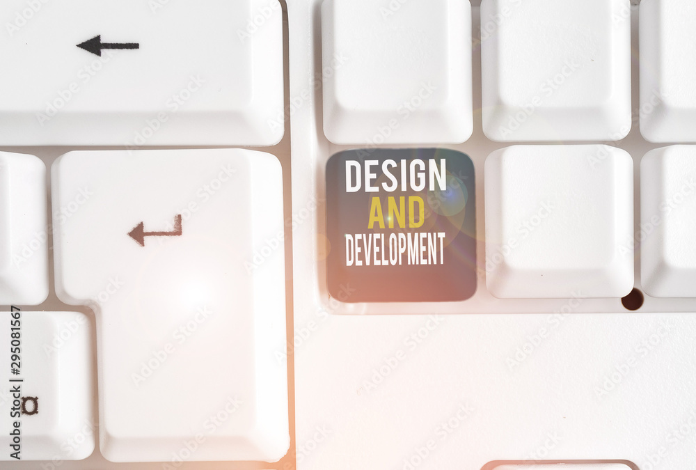 Poster conceptual hand writing showing design and development. concept meaning defining the specification o