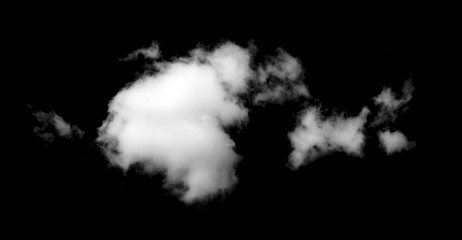 white Clouds isolated on black background.