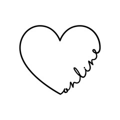 Online - calligraphy word with hand drawn heart. Lettering symbol illustration for t-shirt, poster, wedding, greeting card