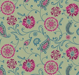 paisley floral pattern, textile , Rajasthan, royal India	