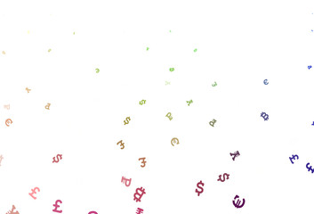 Light Multicolor vector background with signs of currency.