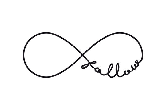 Follow - infinity symbol. Repetition and unlimited cyclicity sign