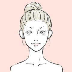 美容イメージ 手書きイラスト 02 ピンク背景