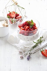 Panna Cotta. Vegan Coconut Panna Cotta with Strawberry, Raspberry and Lavender