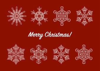 クリスマスのイラスト: 雪の結晶模様（赤背景） 