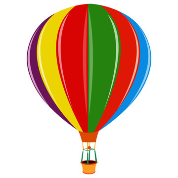 Rainbow Coloured Hot Air Balloon - Cartoon Vector Image