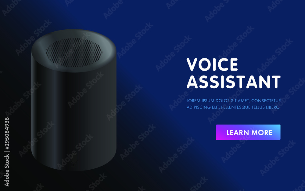 Poster smart voice assistant personal sound recognition system. vector concept for website landing page. we