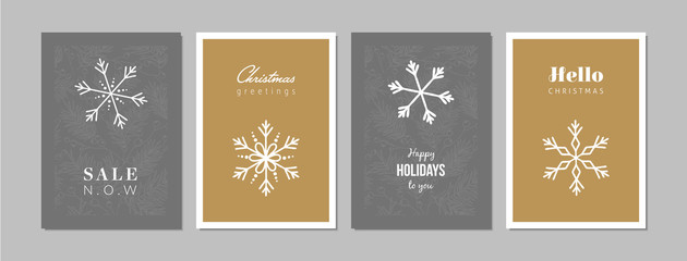 Merry Christmas cards set with hand drawn elements. Doodles and sketches vector Christmas illustrations, DIN A6. - 295084933