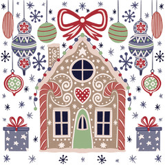 Cute Christmas compositions. Christmas seamless pattern. Hand drawn Christmas illustration