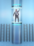 Businessmen in accelerated and fast promotion concept