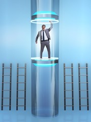 Businessmen in accelerated and fast promotion concept