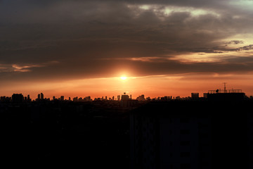 Fototapeta na wymiar skyline at sunset city