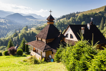 Monastery in Carpathian village Dzembronia, Ukraine