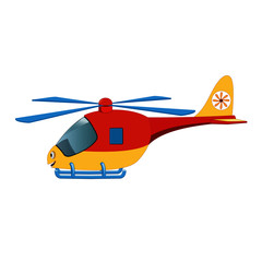Flying Helicopter Side View - Cartoon Vector Image