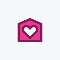 Creative minimalist house with heart logo icon design home property symbol concept vector