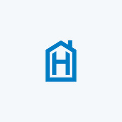 Initial letter H house logo icon design  minimalist monogram building property real estate symbol concept  vector