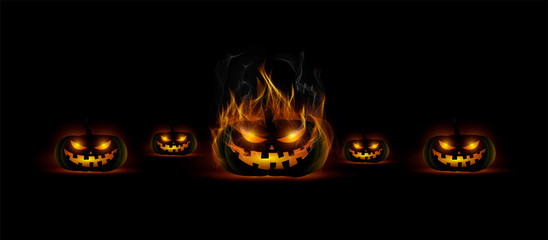 zucca halloween, fuoco, in fiamme, paura, spaventoso,