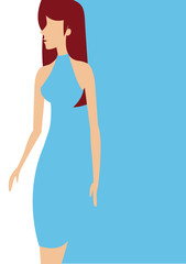 Beautiful blue young woman layout vector illustration.