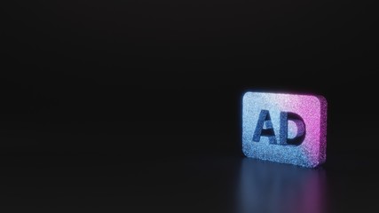 science glitter symbol of audio description icon 3D rendering