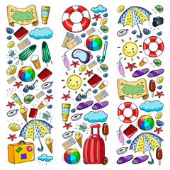 Vector pattern. Summer vacations. Travel and adventures. Beach, ocean, island, sun