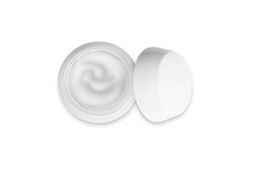 Cosmetic blank label for mock-up white cream bottle top view - Clipping path