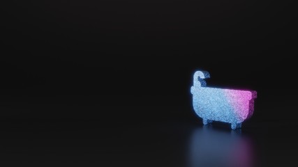 science glitter symbol of bathtub icon 3D rendering