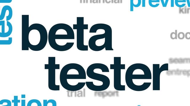 Beta tester animated word cloud. Kinetic typography.