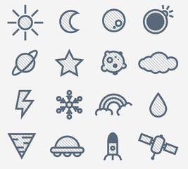 Element Of Nature Minimalist Above The Sky Icon Set - Vector © yuttagarn17