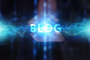 The concept of business, technology, the Internet and the network. A young entrepreneur working on a virtual screen of the future and sees the inscription: