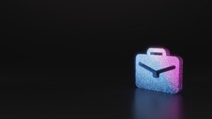 science glitter symbol of briefcase icon 3D rendering