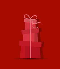 Vector illustration of decorative Christmas gifts, presents. Christmas background, card