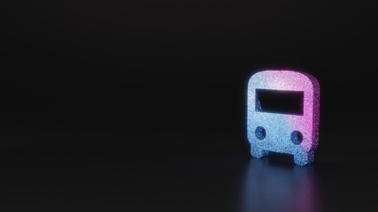 science glitter symbol of front view of a bus icon 3D rendering