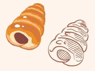 チョココロネ。ベクターイラストレーション