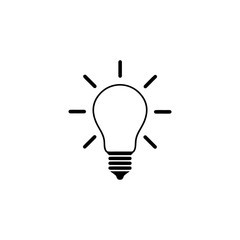 Light Bulb line icon vector, isolated on white background. Idea sign, solution, thinking concept