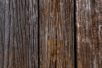 Old wooden background. Grunge background of old brown wooden plank. Vertical stripes