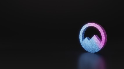 science glitter symbol of circle mountain icon 3D rendering