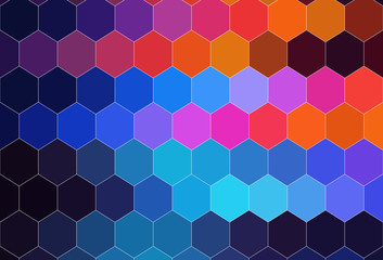 Light Blue, Red vector background with hexagons.
