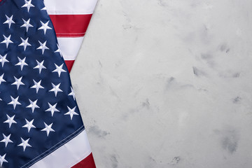 USA Flag of United States of America on stucco table top view