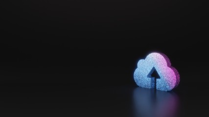 science glitter symbol of upload to cloud icon 3D rendering
